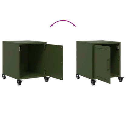 Tables de chevet 2 pcs vert olive 36x39x43,5 cm acier