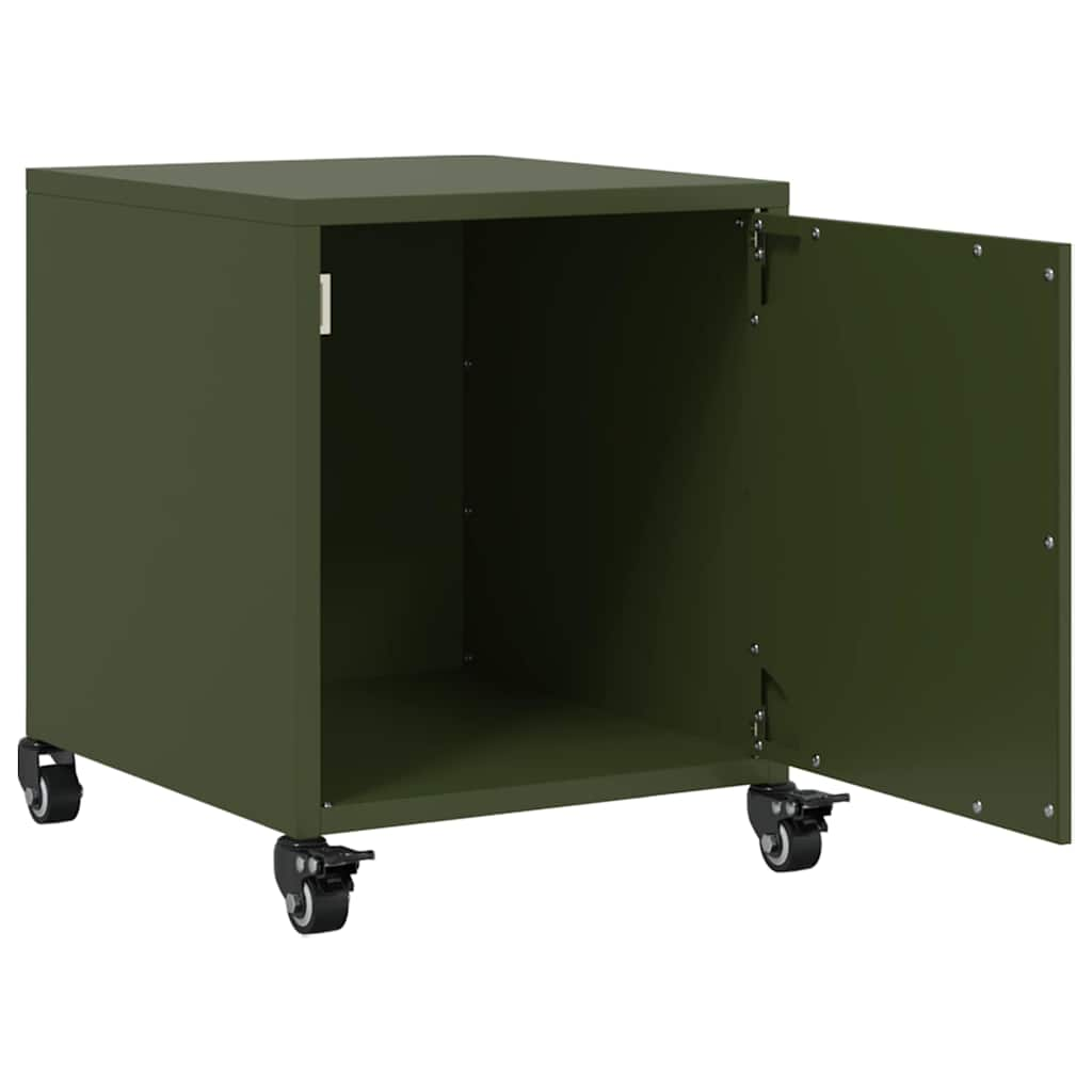 Tables de chevet 2 pcs vert olive 36x39x43,5 cm acier