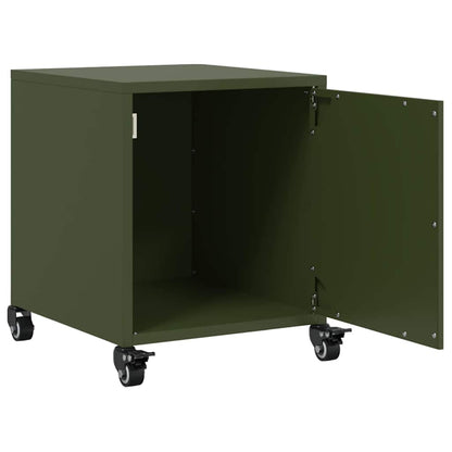 Tables de chevet 2 pcs vert olive 36x39x43,5 cm acier