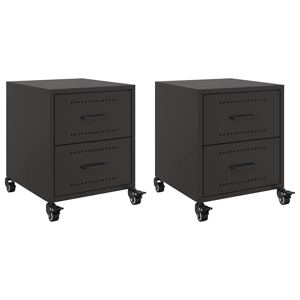 Tables de chevet 2 pcs noir 36x39x43,5 cm acier