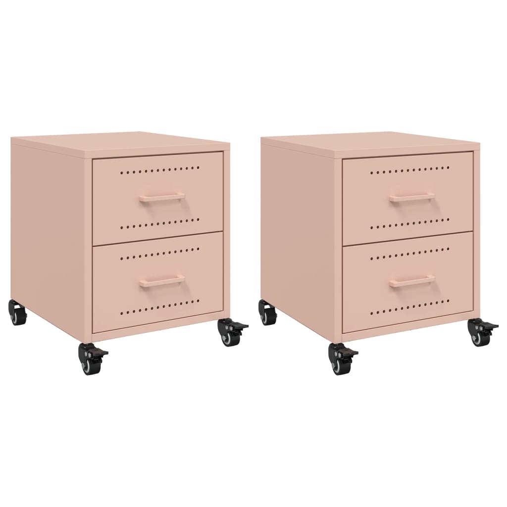 Tables de chevet 2 pcs rose 36x39x43,5 cm acier