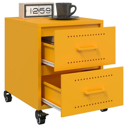 Table de chevet jaune moutarde 36x39x43,5 cm acier