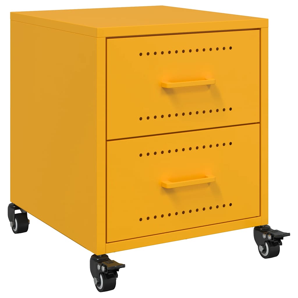 Tables de chevet 2 pcs jaune moutarde 36x39x43,5 cm acier