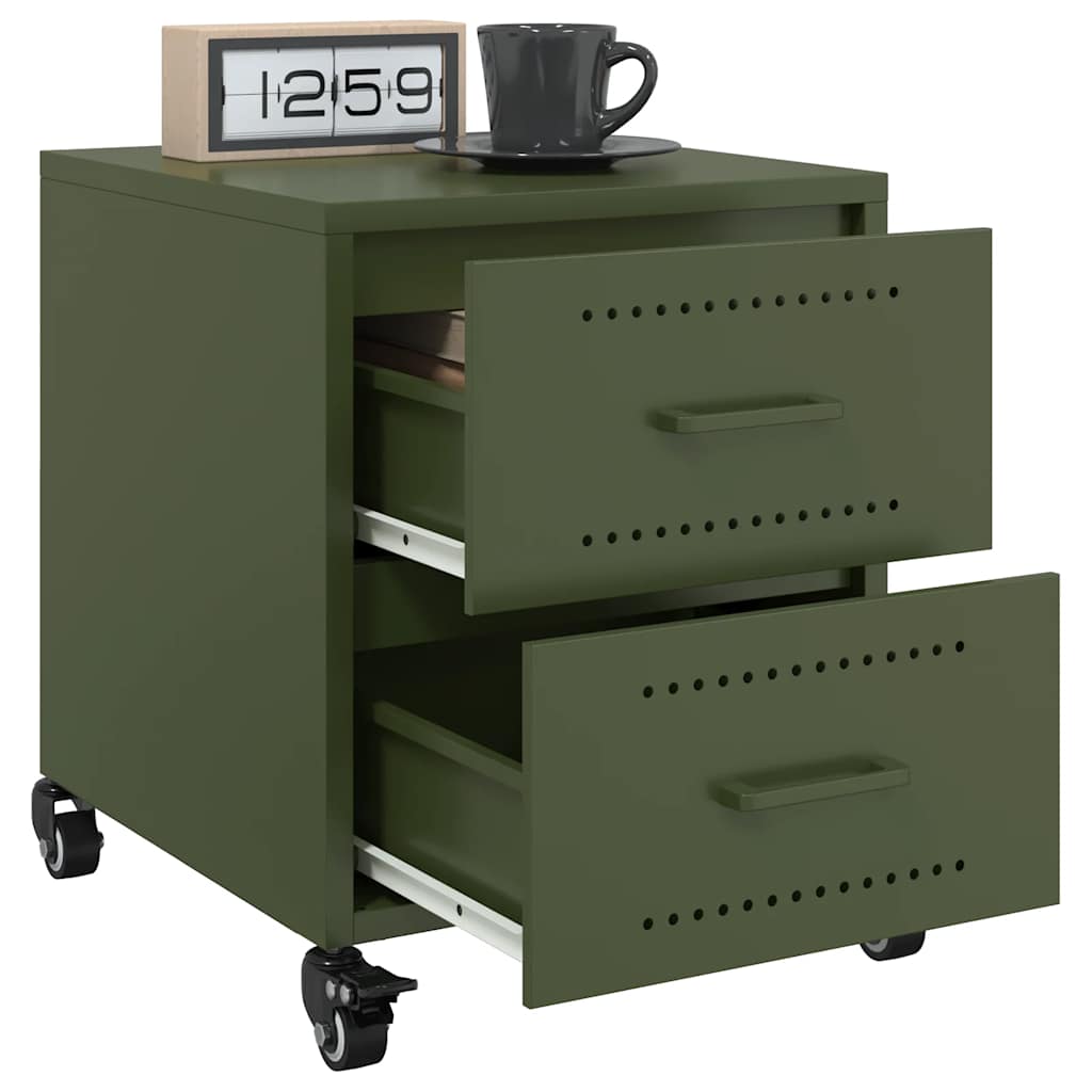 Tables de chevet 2 pcs vert olive 36x39x43,5 cm acier