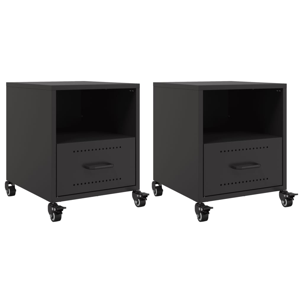 Tables de chevet 2 pcs noir 36x39x43,5 cm acier