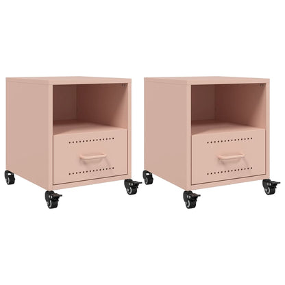 Tables de chevet 2 pcs rose 36x39x43,5 cm acier