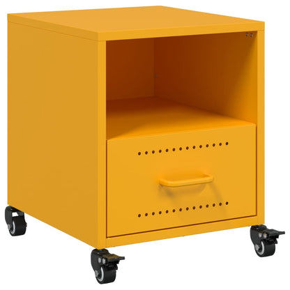 Table de chevet jaune moutarde 36x39x43,5 cm acier