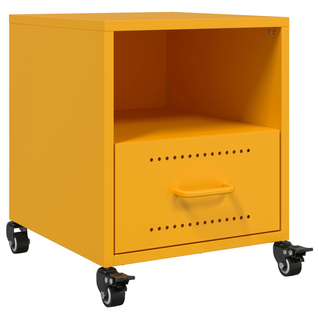 Tables de chevet 2 pcs jaune moutarde 36x39x43,5 cm acier