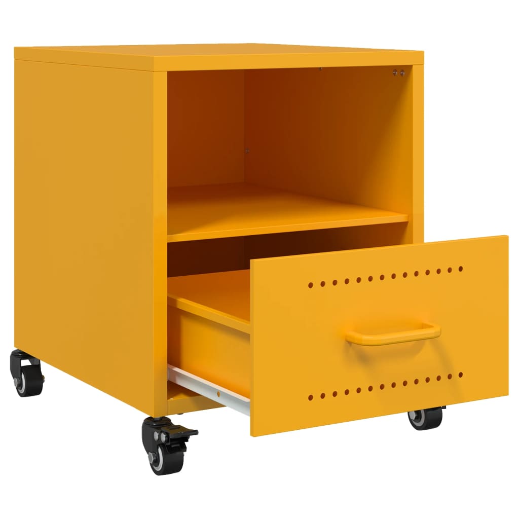 Tables de chevet 2 pcs jaune moutarde 36x39x43,5 cm acier