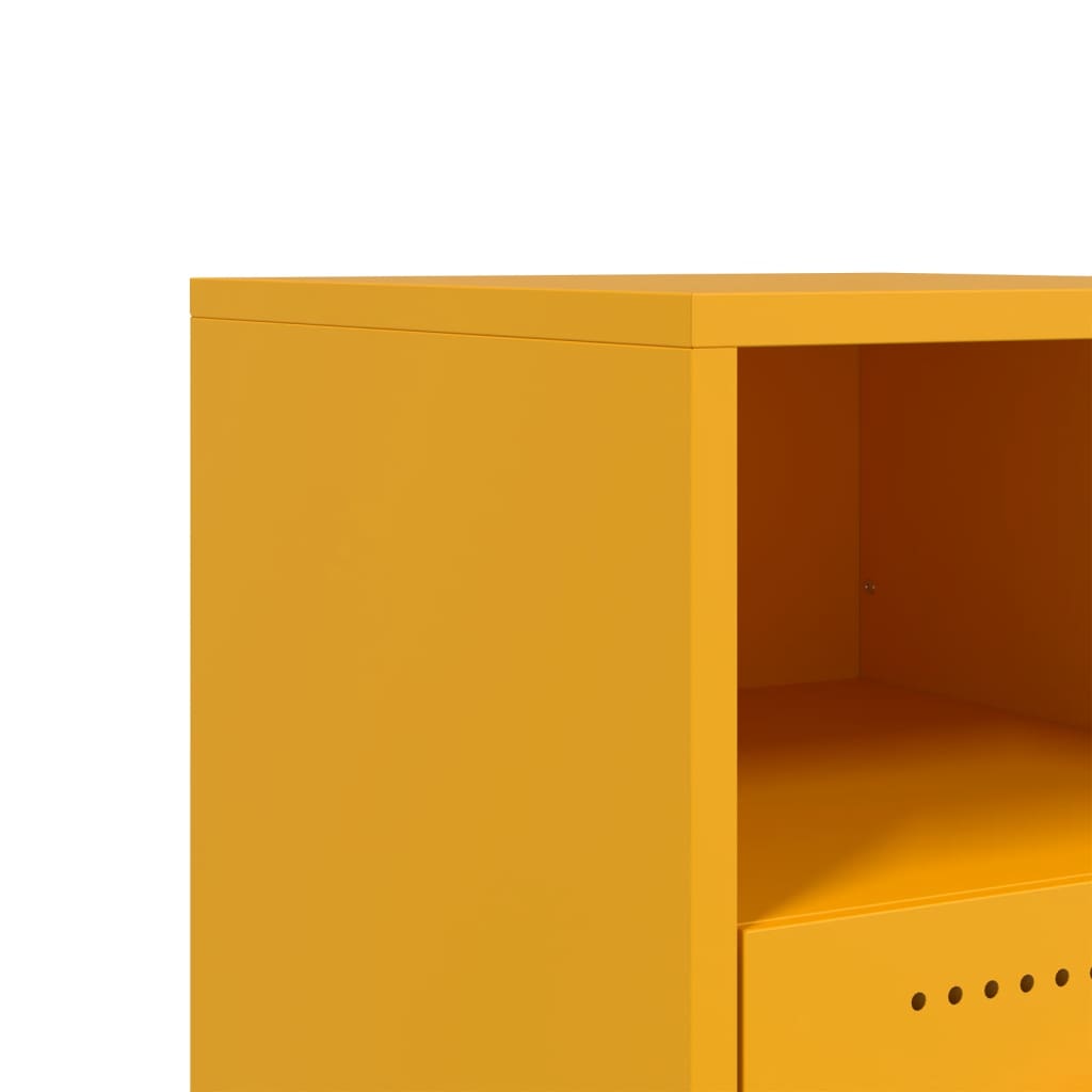 Tables de chevet 2 pcs jaune moutarde 36x39x43,5 cm acier