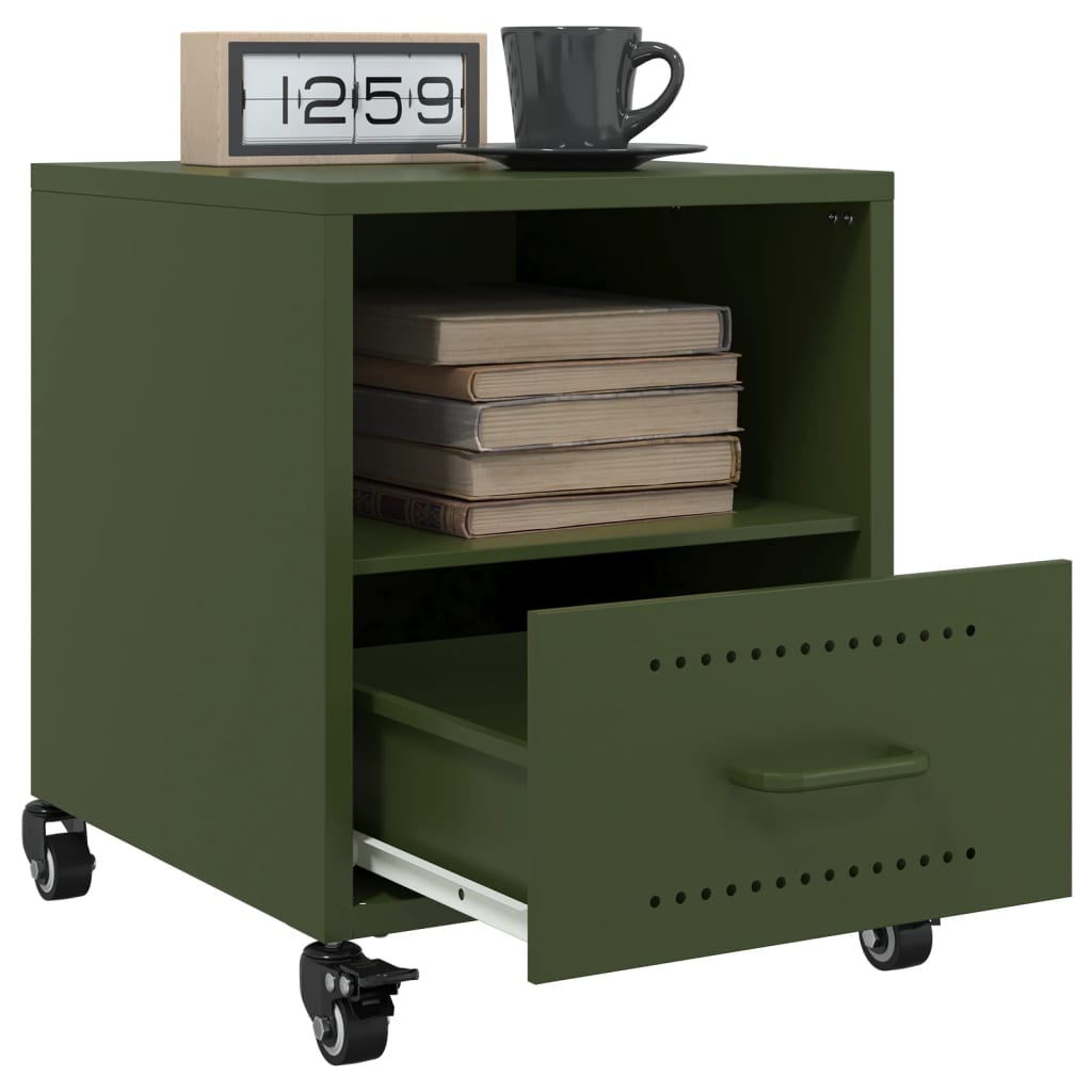 Tables de chevet 2 pcs vert olive 36x39x43,5 cm acier