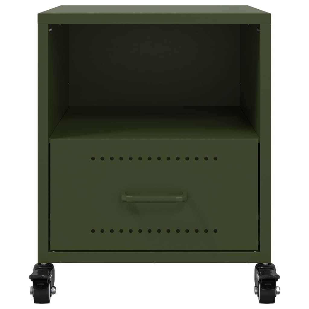 Tables de chevet 2 pcs vert olive 36x39x43,5 cm acier