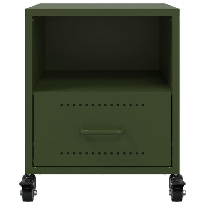 Tables de chevet 2 pcs vert olive 36x39x43,5 cm acier