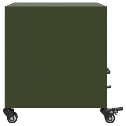 Tables de chevet 2 pcs vert olive 36x39x43,5 cm acier