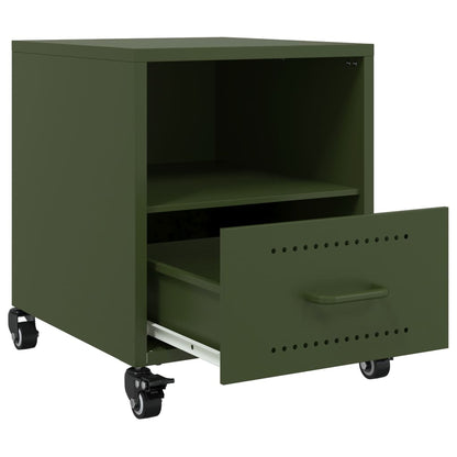 Tables de chevet 2 pcs vert olive 36x39x43,5 cm acier