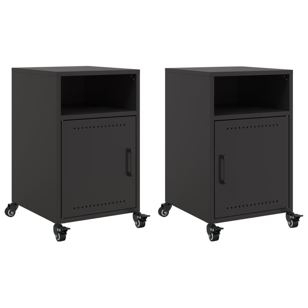 Tables de chevet 2 pcs noir 36x39x59 cm acier