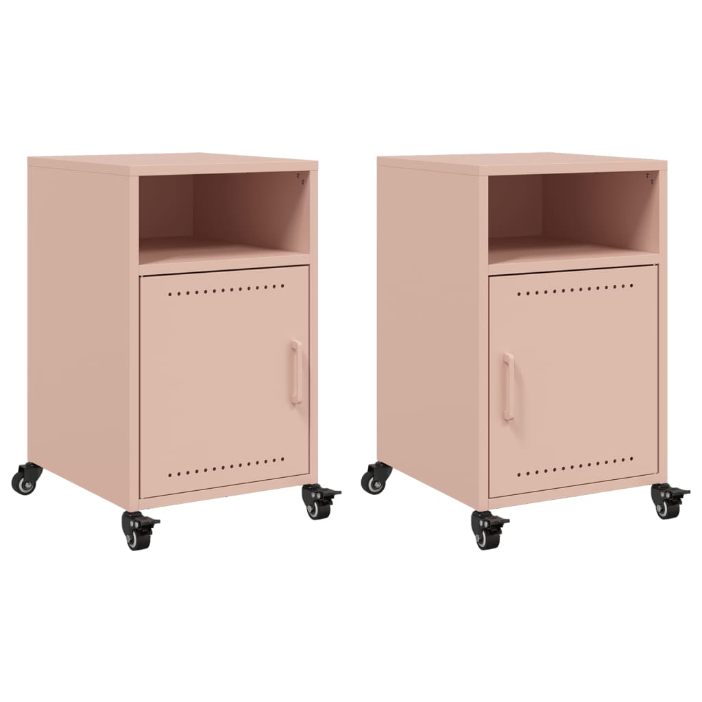 Tables de chevet 2 pcs rose 36x39x59 cm acier