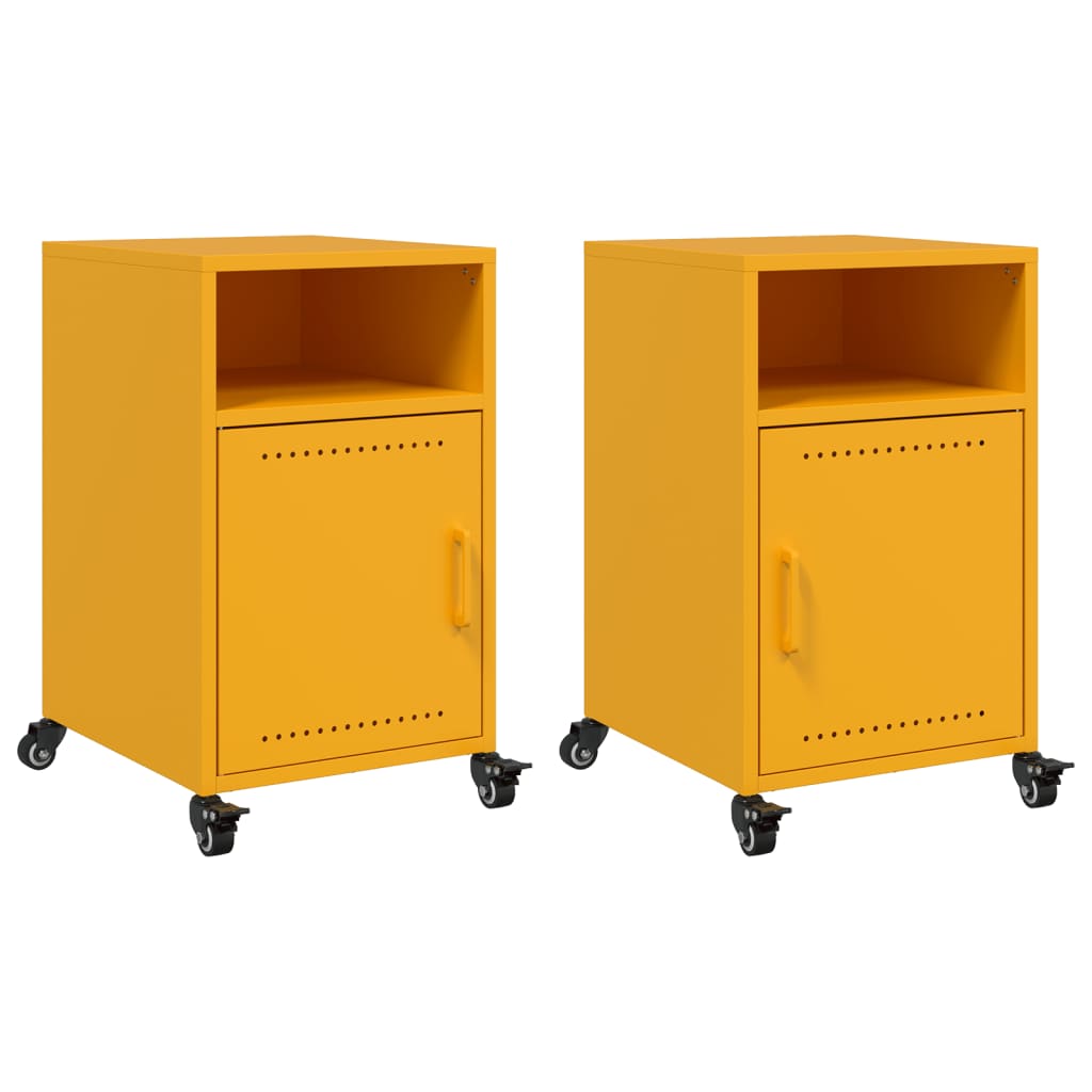 Tables de chevet 2 pcs jaune moutarde 36x39x59 cm acier