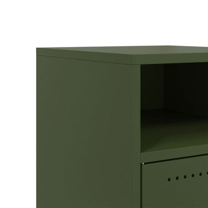 Table de chevet vert olive 36x39x59 cm acier