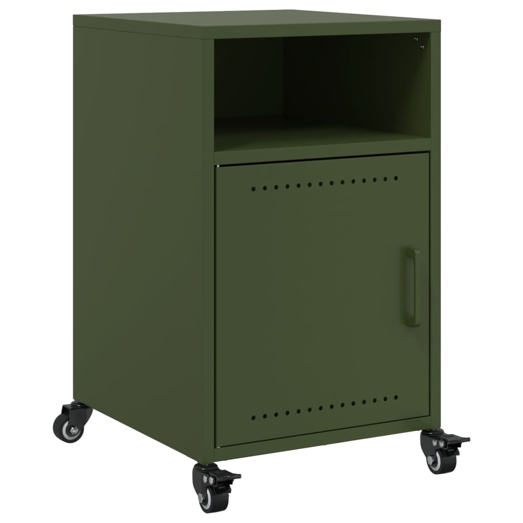 Tables de chevet 2 pcs vert olive 36x39x59 cm acier