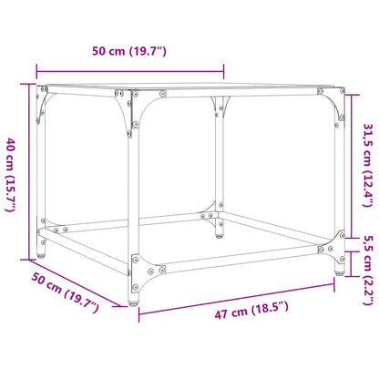 Table basse avec dessus en verre transparent 50x50x40 cm acier