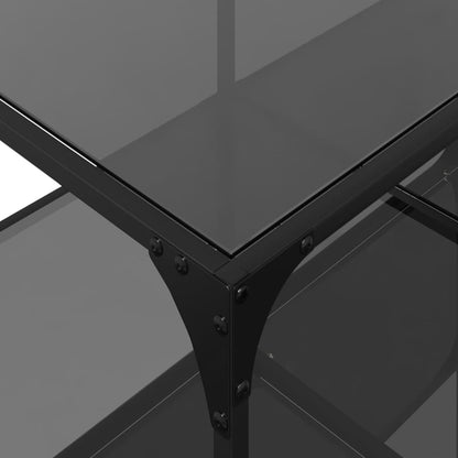 Table basse avec dessus en verre noir 98,5x50x40 cm acier