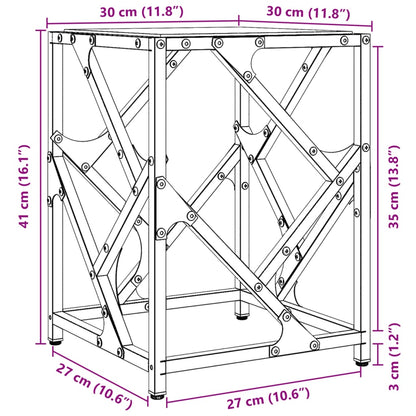 Table basse avec dessus en verre transparent 30x30x41 cm acier