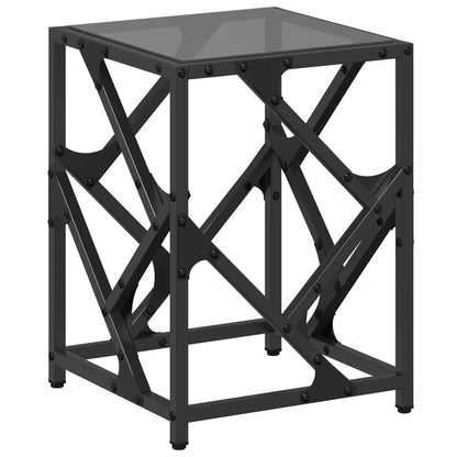 Table basse avec dessus en verre noir 30x30x41 cm acier