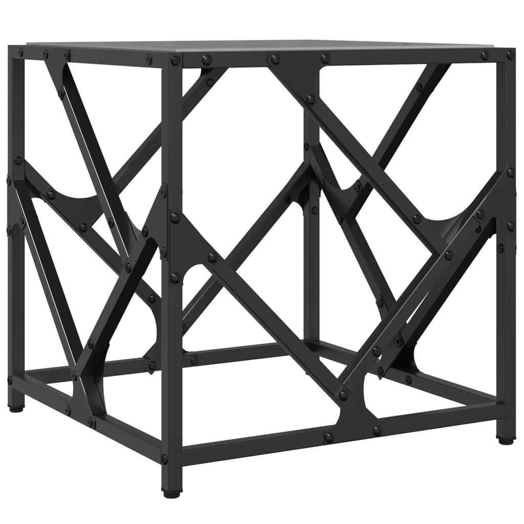 Table basse avec dessus en verre noir 40x40x41 cm acier