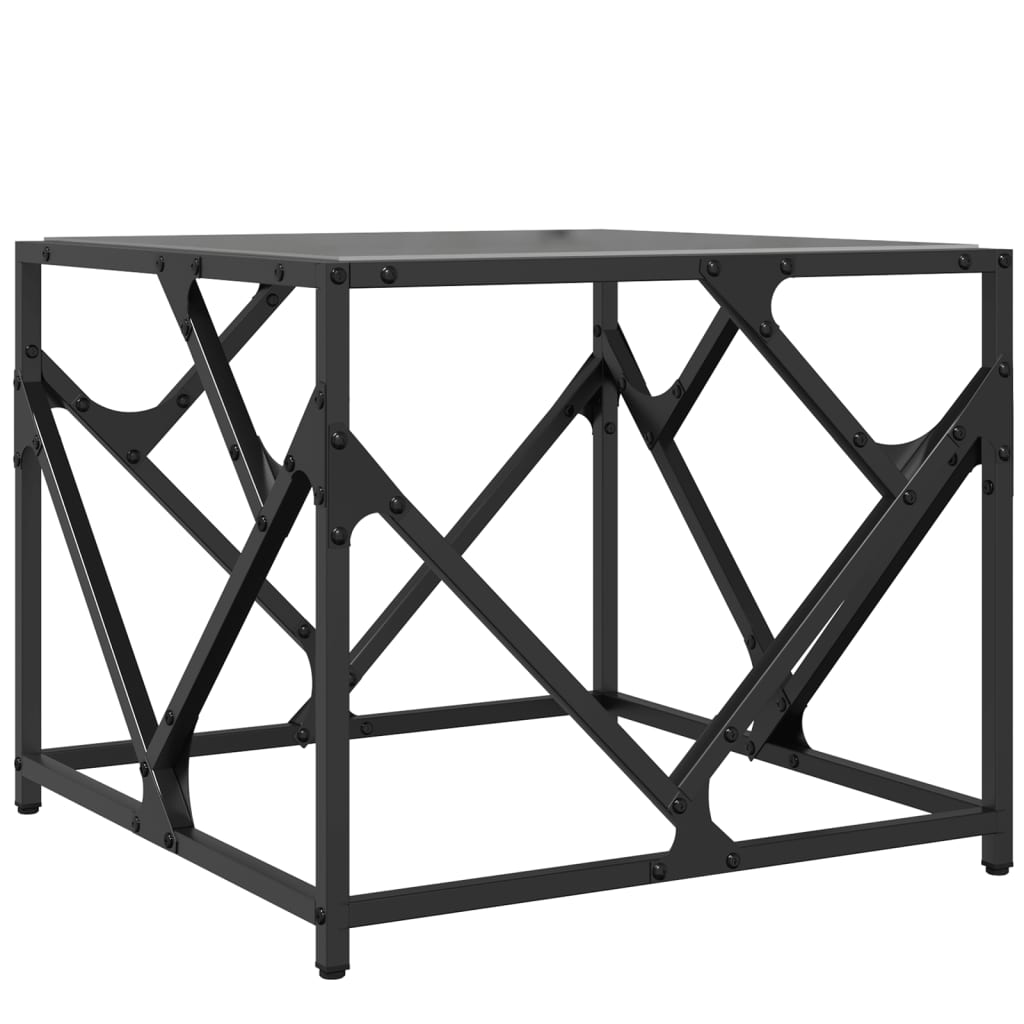 Table basse avec dessus en verre noir 50x50x41 cm acier