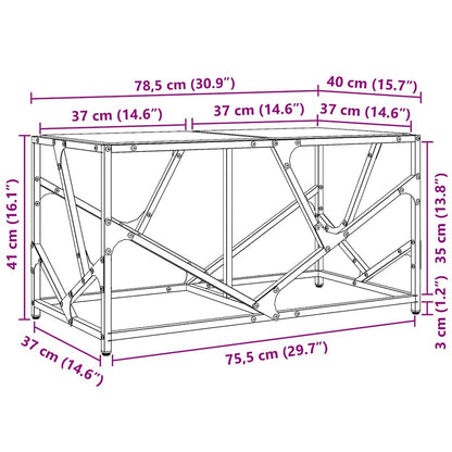 Table basse avec dessus en verre transparent 78,5x40x41cm acier