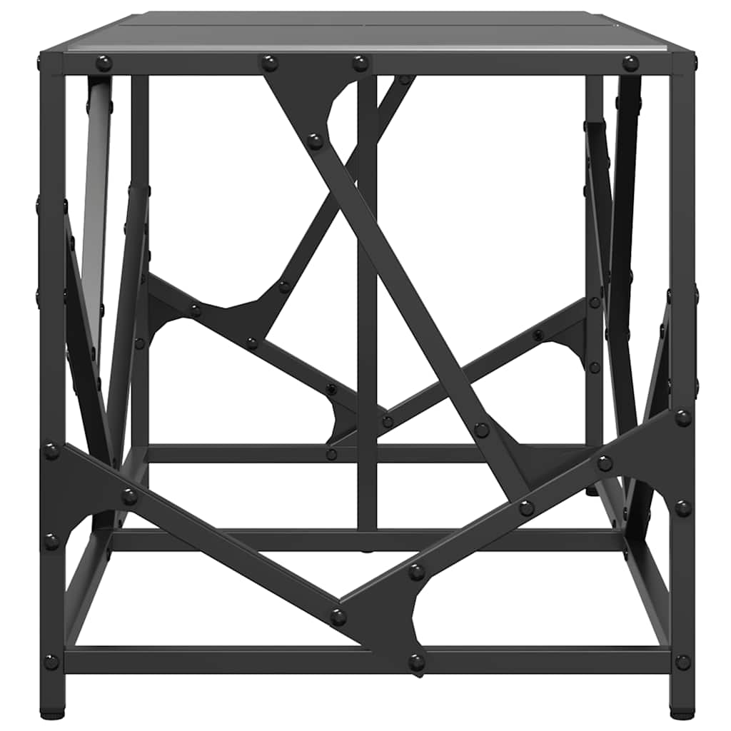 Table basse avec dessus en verre noir 78,5x40x41 cm acier