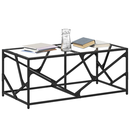 Table basse avec dessus en verre transparent 98,5x50x41cm acier