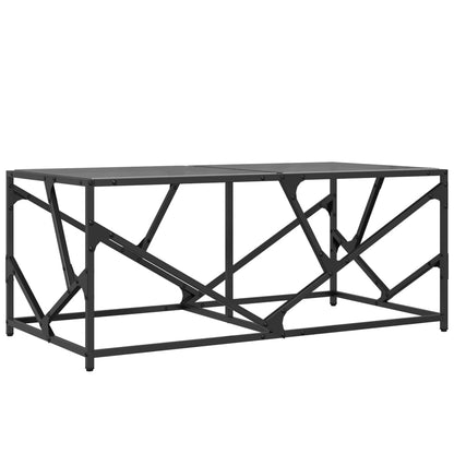 Table basse avec dessus en verre noir 98,5x50x41 cm acier