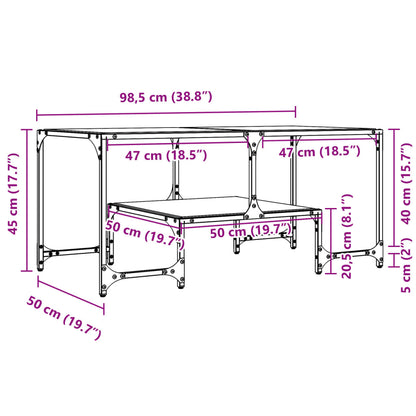 Table basse avec dessus en verre transparent 98,5x50x45cm acier