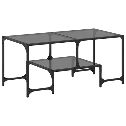 Table basse avec dessus en verre noir 98,5x50x45 cm acier