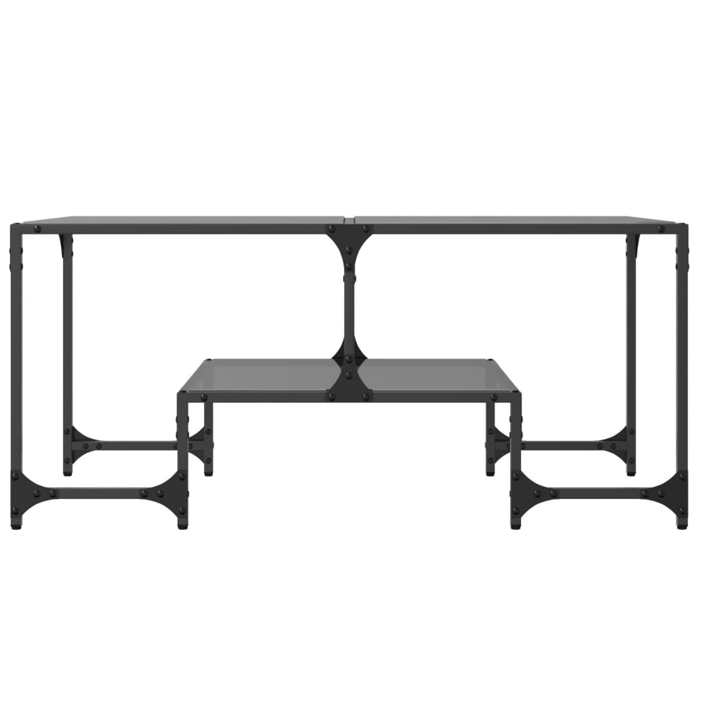 Table basse avec dessus en verre noir 98,5x50x45 cm acier