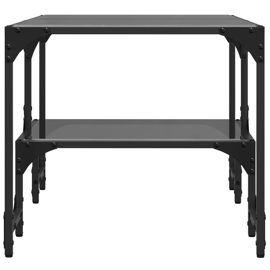 Table basse avec dessus en verre noir 98,5x50x45 cm acier