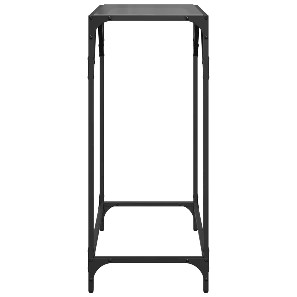 Table console avec dessus en verre noir 60x35x81 cm acier