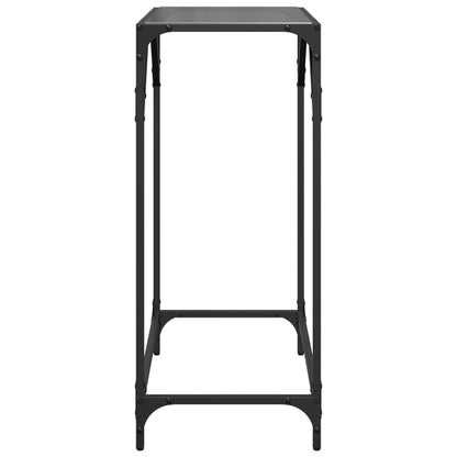 Table console avec dessus en verre noir 60x35x81 cm acier