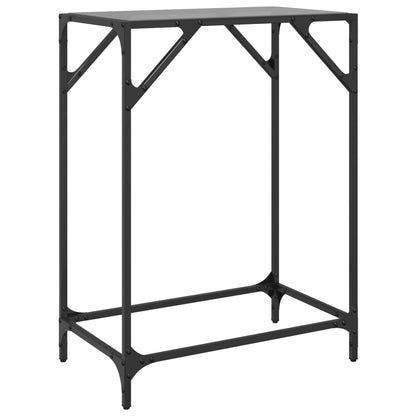 Table console avec dessus en verre noir 60x35x81 cm acier