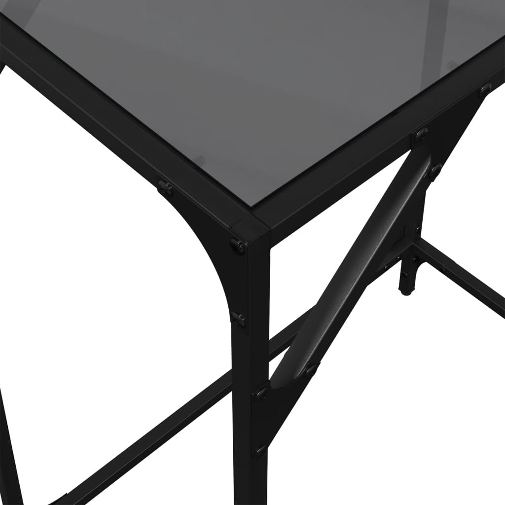 Table console avec dessus en verre noir 60x35x81 cm acier