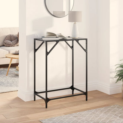 Table console avec dessus en verre noir 60x35x81 cm acier