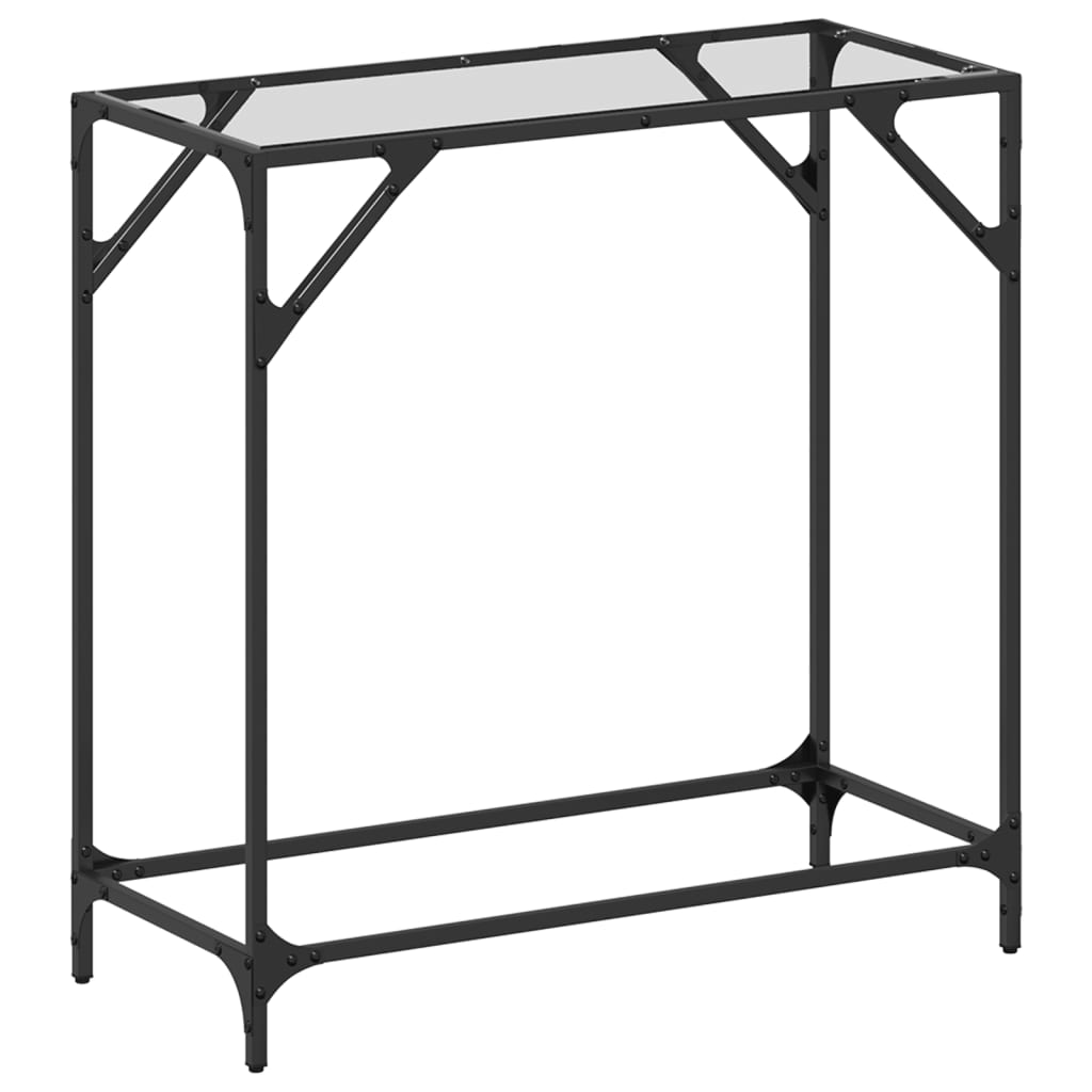 Table console avec dessus en verre transparent 80x35x81cm acier