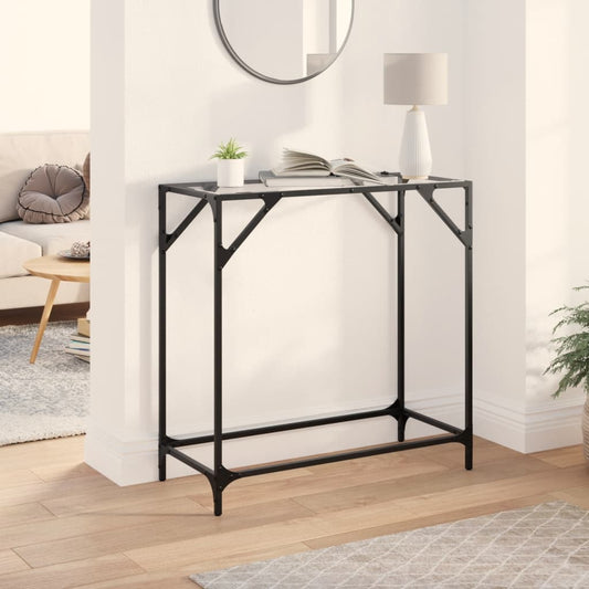 Table console avec dessus en verre transparent 80x35x81cm acier