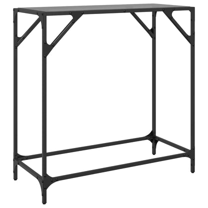 Table console avec dessus en verre noir 80x35x81 cm acier