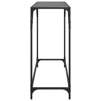 Table console avec dessus en verre noir 98x35x81 cm acier