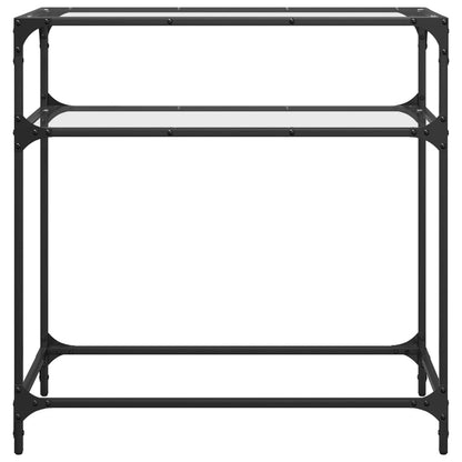 Table console avec dessus en verre transparent 80x35x81cm acier