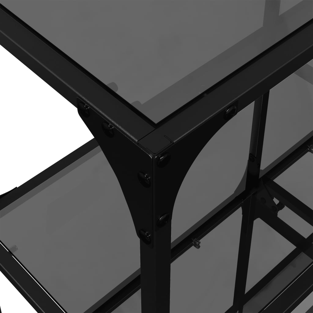 Table console avec dessus en verre noir 118,5x30x81 cm acier