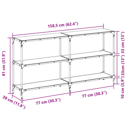 Table console avec dessus en verre transparent 158,5x30x81 cm